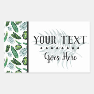 Tropical Foliage Palm Leaves & Greenery Watercolor Rectangular Sticker