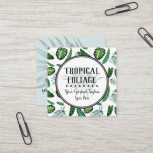 Tropical Foliage Palm Leaves & Greenery Watercolor Square Business Card