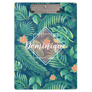 Tropical Foliage Pattern Personalised Clipboard