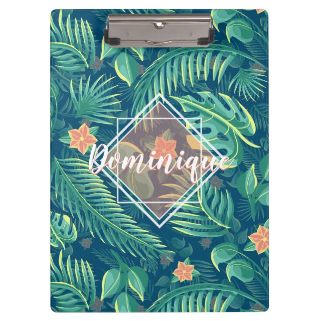 Tropical Foliage Pattern Personalised Clipboard (Front)