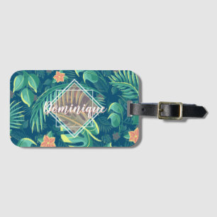 Tropical Foliage Pattern Personalised Luggage Tag