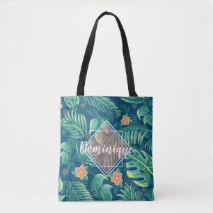 Tropical Foliage Pattern Personalised Tote Bag