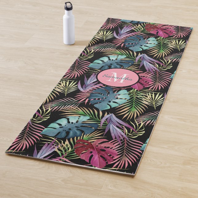 Tropical Foliage Pattern with Your Monogram Yoga Mat (In Situ)