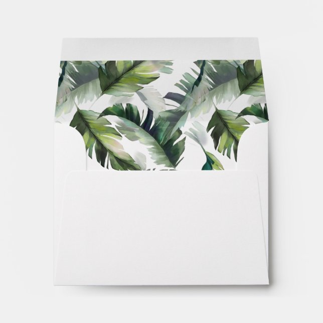 Tropical Foliage Pre-Printed Address RSVP Envelope (Back (Bottom))