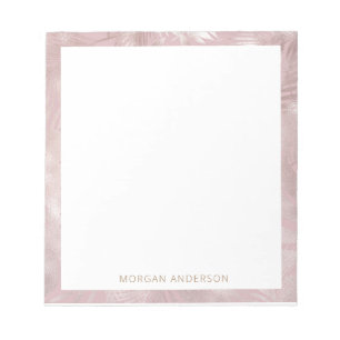 tropical foliage rose gold faux foil monogram notepad