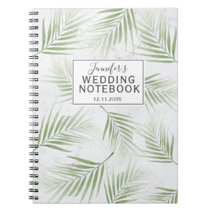 Tropical Foliage Sage Green Wedding Notebook