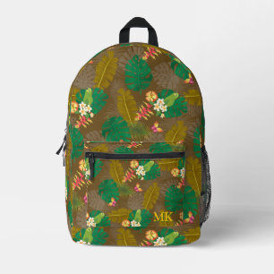 Tropical Foliage Summer Brown Printed Backpack