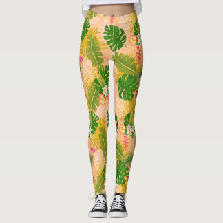 Tropical Foliage Summer Orange Leggings