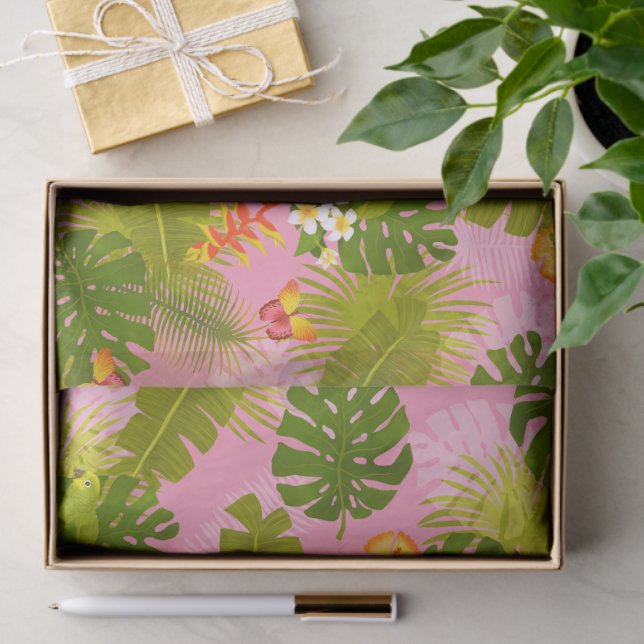 Tropical Foliage Summer Pink Tissue Paper (Gift)