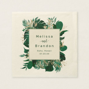 Tropical Foliage Trendy Greenery Wedding Dinner Napkin