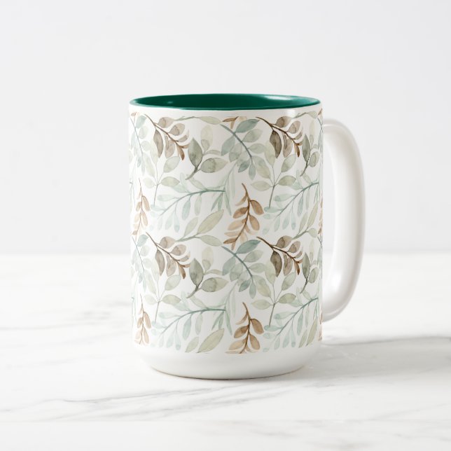 Tropical Foliage Two-Tone Coffee Mug (Front Right)