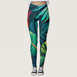 Tropical Foliage Watercolor Paradise Leggings