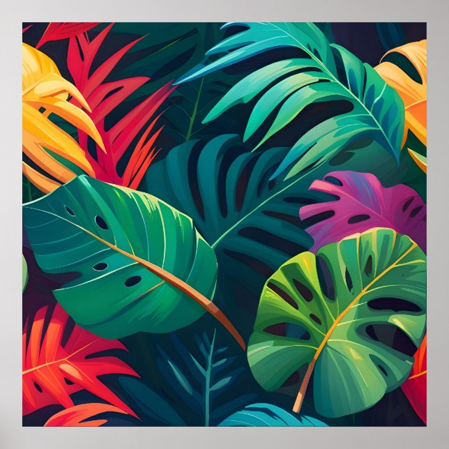 Tropical Foliage Watercolor Paradise Poster (Front)