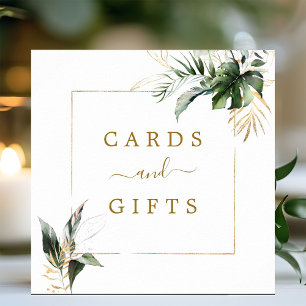 Tropical Foliage Wedding Cards & Gifts Square Sign