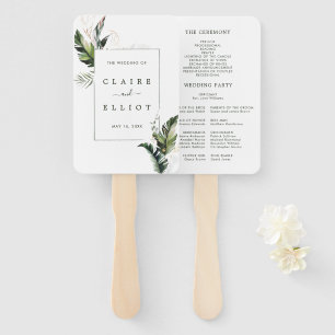 Tropical Foliage Wedding Ceremony Program Hand Fan