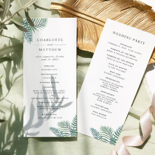Tropical Foliage Wedding Ceremony Program Programme