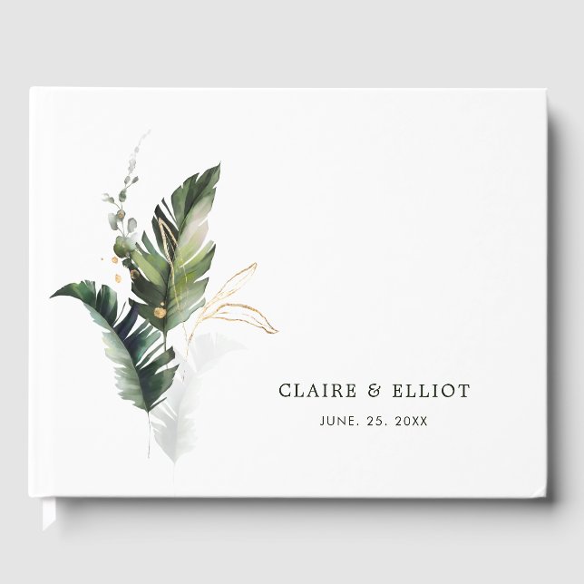 Tropical Foliage Wedding Guest Book (Front)