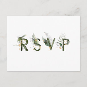 Tropical Foliage Wedding RSVP Invitation Postcard