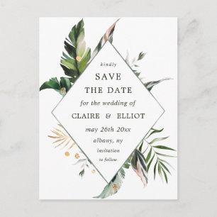 Tropical Foliage Wedding Save the Date Announcement Postcard