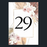 Tropical Foliage Wedding Table Number Cards<br><div class="desc">Tropical dried palm leaves wedding table number cards</div>