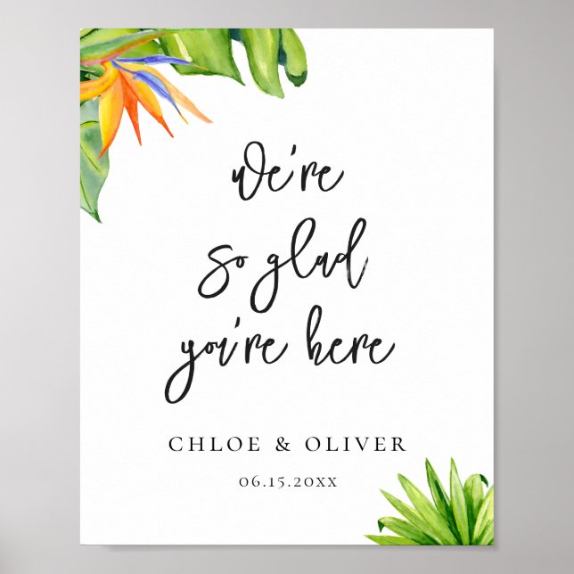 Tropical Foliage Wedding Welcome Poster (Front)