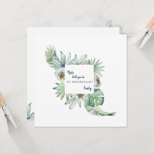 Tropical Foliage White Wedding Will You be My Invitation