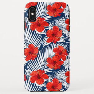 Tropical Foliage With Red Floral Hibiscus iPhone XS Max Case