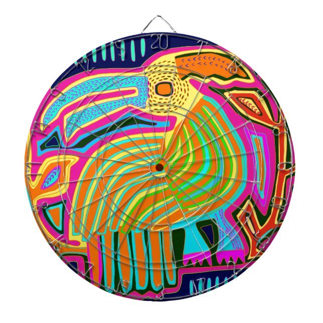 Tropical Folk Art Parrot Dartboard (Front)