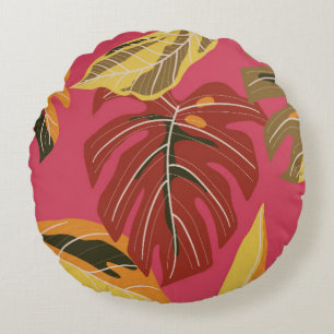 Tropical forest. Abstract nature illustration patt Round Cushion