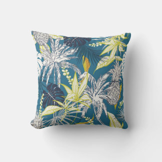 Tropical Forest: Colourful Hand Drawn. Cushion