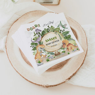 Tropical Forest Dinosaur Boy Baby Shower Napkin