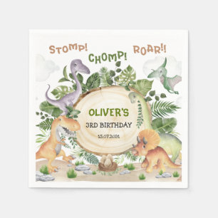 Tropical Forest Dinosaur Boys Birthday Party Napkin