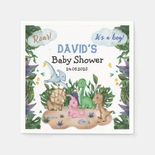 Tropical Forest Dinosaurs Boy Baby Shower Napkin