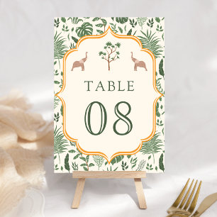 Tropical Forest Elephant Indian Wedding Table Number