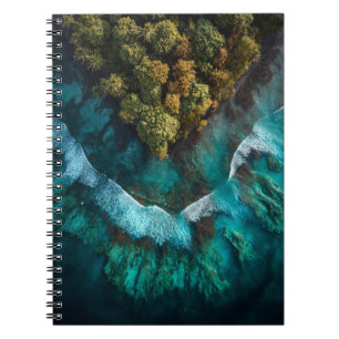 Tropical Forest Meets Turquoise Ocean Aerial Notebook