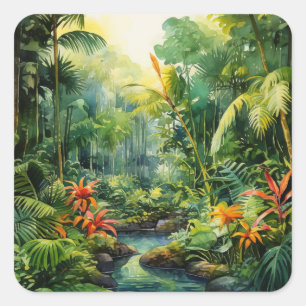 Tropical Forest Square Sticker