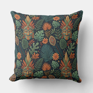 Tropical Forest Tribal & Jungle Flora Pattern Art Cushion