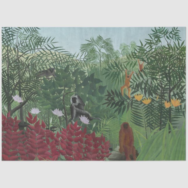 Tropical Forest With Apes and Snake (Rousseau) Tissue Paper (Front)