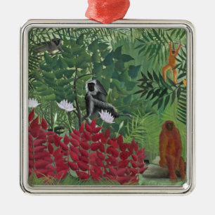 Tropical Forest with Monkeys, 1910 (oil on canvas) Metal Tree Decoration