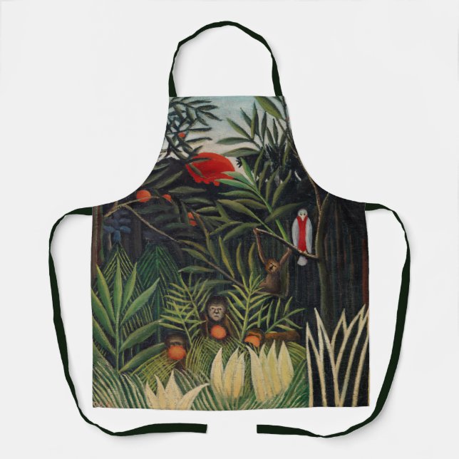Tropical Forest with Monkeys by Henri Rousseau Apron (Front)