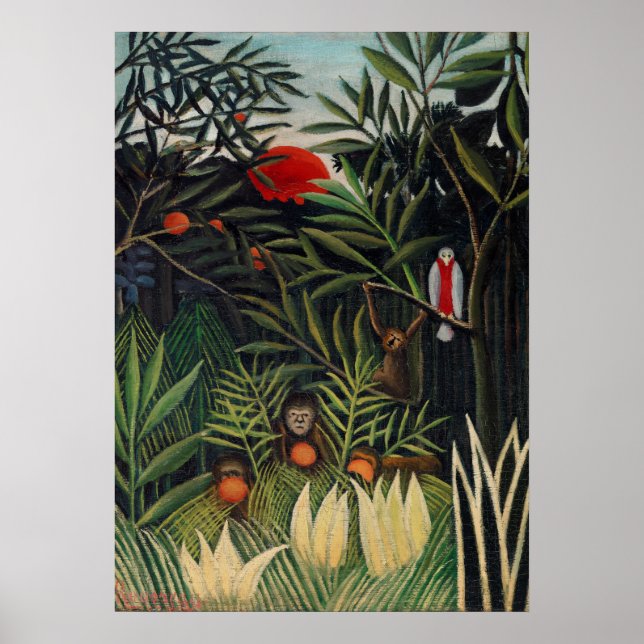 Tropical Forest with Monkeys by Henri Rousseau. Poster (Front)