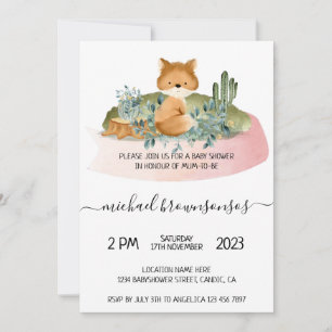 Tropical Fox Baby Shower Invitation