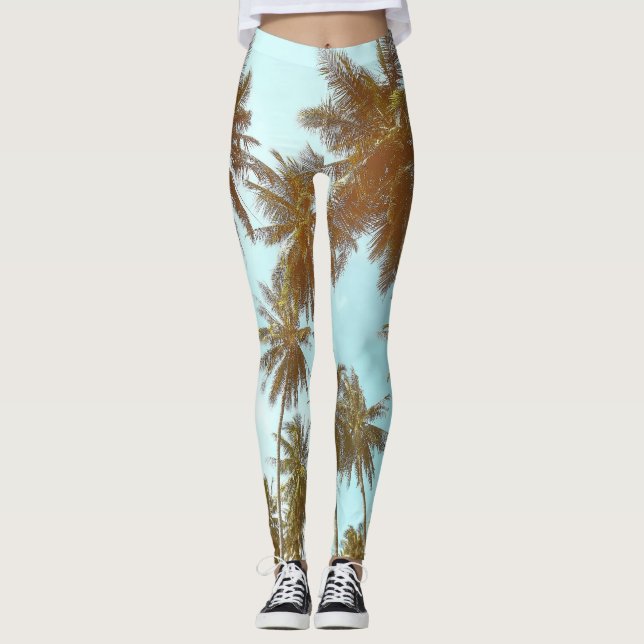 Tropical Frame: Abstract Palm Trees Leggings (Front)