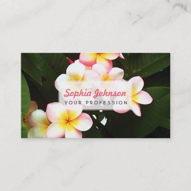 Tropical Frangipani Flower Business Card (Front)