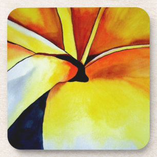 Tropical Frangipani flower watercolor abstract art Coaster
