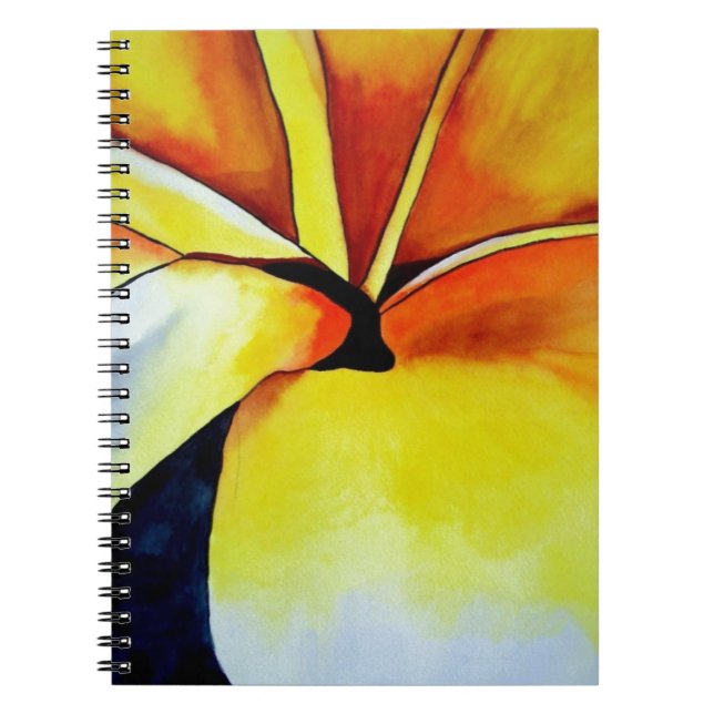 Tropical Frangipani flower watercolor abstract art Notebook (Front)