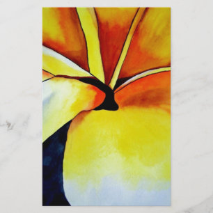 Tropical Frangipani flower watercolor abstract art Stationery