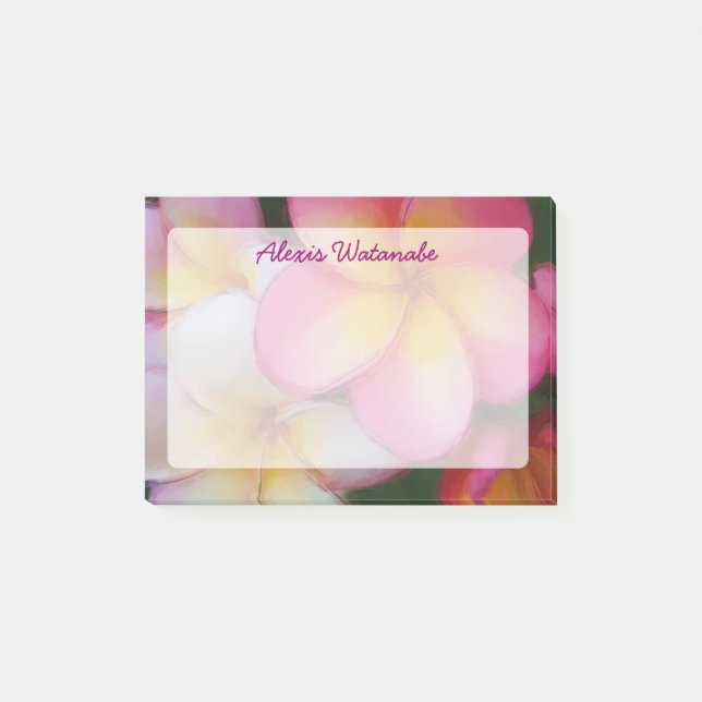 Tropical Frangipani Plumeria Beach Flowers Post-it Notes (Front)