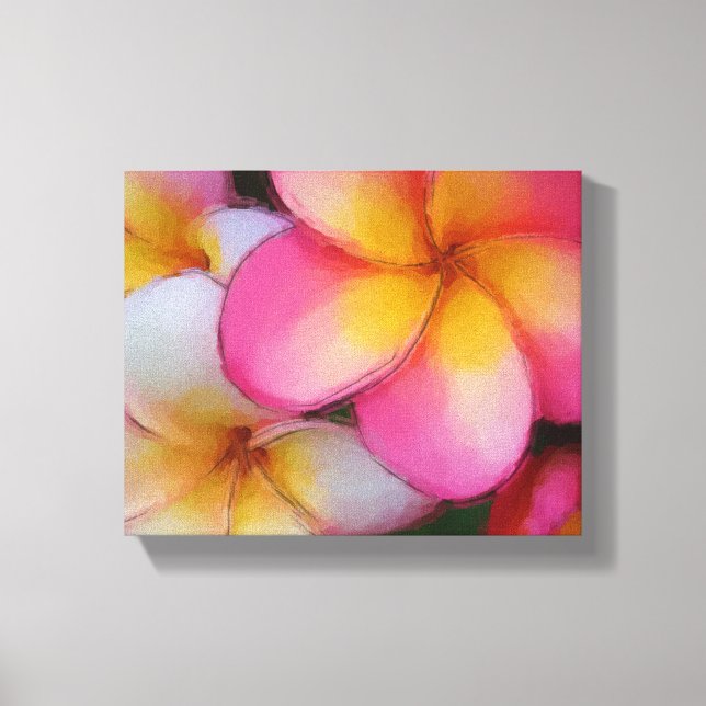 Tropical Frangipani Plumeria Flowers Canvas Print (Front)