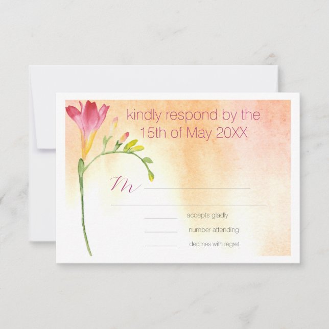 Tropical Freesia Boho Wedding RSVP (Front)